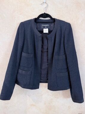 Iconic Chanel Vintage Black Jacket Women's EU Size 42 US Size 11 - Excellent